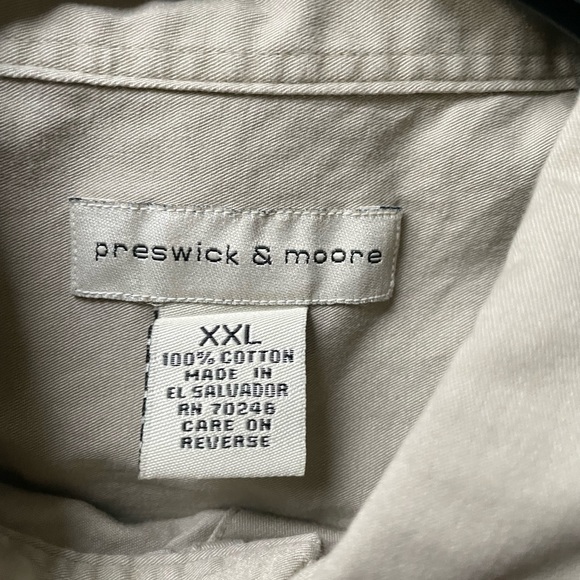 PRESWICK & MOORE Tan button down shirt size XXL. - Picture 3 of 3